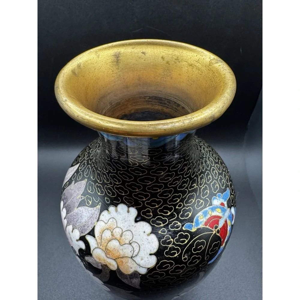 Vintage Brass And Cloisonne Vase China - 8